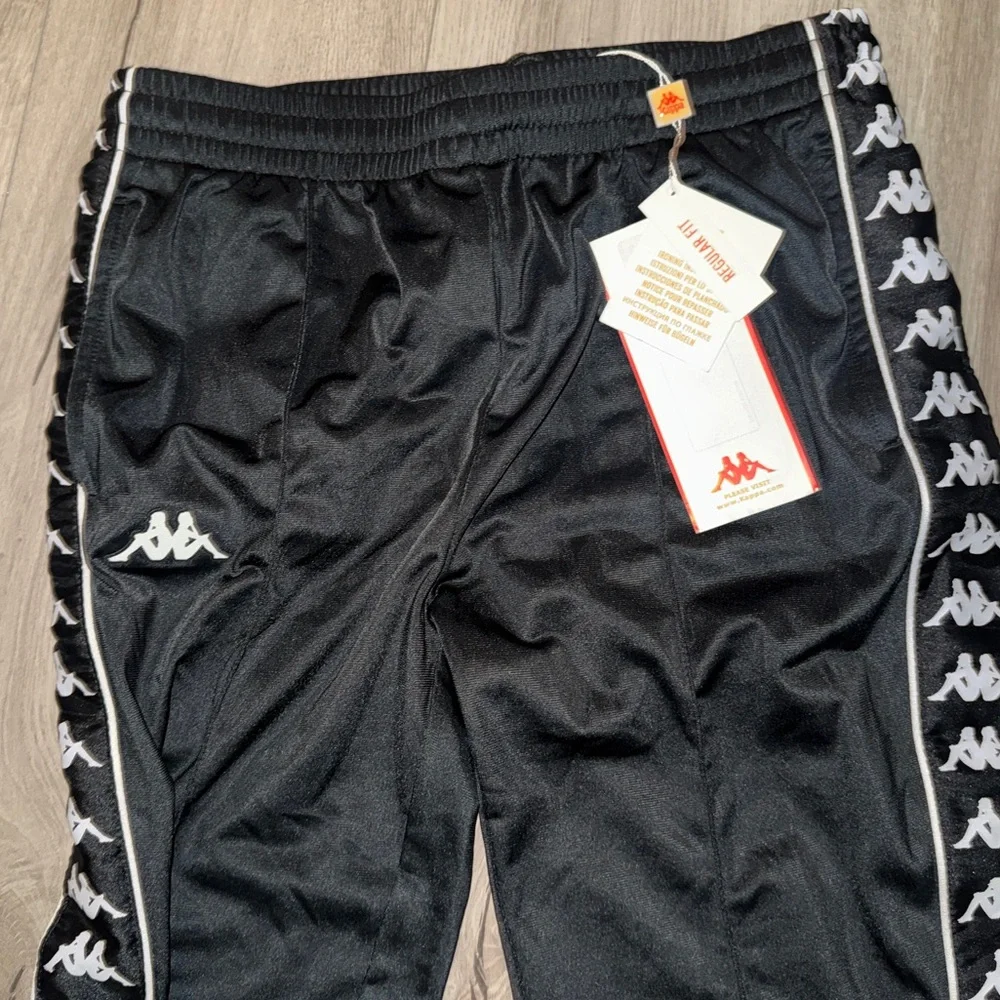 Kappa Black Sweatpants with White Logo Tape - Picture 2 of 3